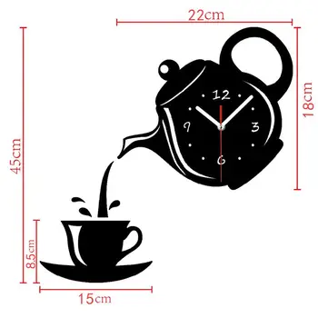 Creative Diy Acrilice Ceașcă de Cafea Ceainic 3D Ceas de Perete Decorativ Bucătărie Ceasuri de Perete Camera de zi Sala de Mese Decor Acasă Ceas