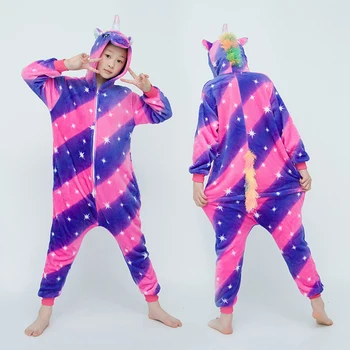 Kigurumi Unicorn Pijamale Pentru Fete, Băieți, Copii, Copii, Animale Panda Dinozaur Pisica Tigru Fox Onesies Cu Gluga Pijamale