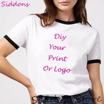 Personalizate de Imprimare Tricou Femme Propriul Design de Brand Logo-ul Imagine de Vara Alb Personalizat Femei T-shirt Plus Dimensiune T-Shirt Femei