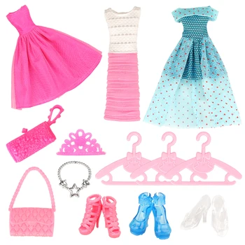 Cele mai noi Hot Vânzarea 13 Papusa de Produse= 3 Rochie Papusa +10 Păpuși Accessoriese generația Noastră papusa haine Pentru Barbie Joc de BRICOLAJ, Jucarii Copii