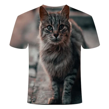 3D noi cat de imprimare T-shirt pentru bărbați și femei distracție de vară cu mânecă scurtă tricou casual, O-neck animal T-shirt cat streetwear T-shirt