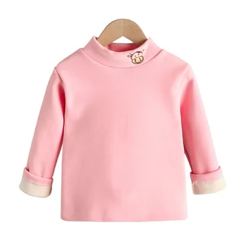 Culoare solidă de Vacă Broderie Strat de Bază Fete Bluze Pentru Fete Îmbrăcăminte T-shirt 2020 pentru Copii de Iarnă Ține de Cald Tendință Topuri de Moda