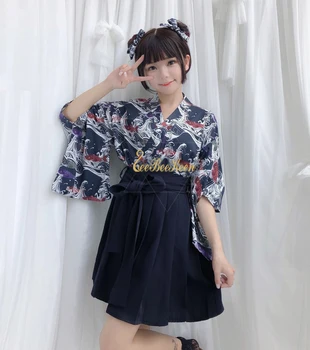 Anime Cosplay kimono jiu jitsu Joc Cosplay Costum Pentru Femei de Imprimare Modificat Kimono Fusta Plisata Fusta Fete Kimono Japonez