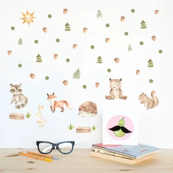 Desene animate de Animale de Pădure Iepure Vulpe DIY Stil Nordic Perete Autocolant Copil camere Copii pictura Murala Decalcomanii Pepinieră Decor Acasă