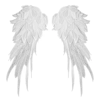 Aripi negre Aripi de Înger Cosplay Aripi Patch-uri Brodate Tesatura de Fier-pe Coase pe Patch-uri Insigne Aripi de Înger Aplicatiile cosplay aripi