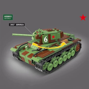 726PCS Militare Rusia KV-1 Rezervor Blocuri Militare WW2 Tank Soldații Armatei Cifrele componente de Armament Cărămizi Jucarii pentru Copii