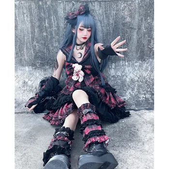 Original Stil Harajuku Marinar Guler Papion Backless Crop Top Fata Fierbinte JK carouri Fusta de Lumină Costum Lolita