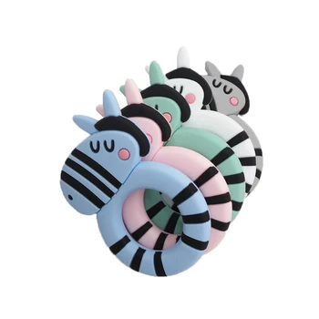 Chenkai 10BUC Silicon Zebra jucării Teether Copil Desene animate Teether Inel de asistenta Medicala Pandantiv Pentru DIY pentru Sugari Masticabile Dentiție Colier Cadou