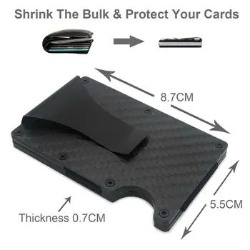 Tactic Fibra de Carbon RFID Blocking Portofel cu Bani Clip,Multi Instrument de Supraviețuire Card și EDC Utilitate Cheie pentru Bărbați sau Femei