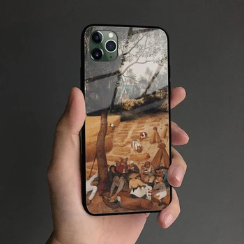 Art estetic pieter bruegel gif pictura silicon moale Telefon de sticlă acoperi caz shell Pentru iPhone 6 6s 7 8 Plus X XR XS 11 Pro max
