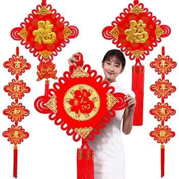 Roșie Chineză Nod Festivalul de Primăvară Cuplete Pandantive Anul Nou Chinezesc Decoratiuni Fericire DIY Nunta Norocos Cadouri de bun augur