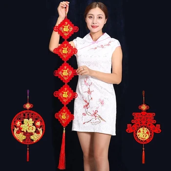 Roșie Chineză Nod Festivalul de Primăvară Cuplete Pandantive Anul Nou Chinezesc Decoratiuni Fericire DIY Nunta Norocos Cadouri de bun augur
