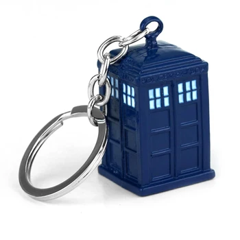 De înaltă Calitate, Dr. Medic Aliaj de Poliție Cutie de Smalț Albastru TARDIS-ul Placat cu Argint Pandantiv Breloc Regatul Unit TV Bijuterii Lanț Cheie