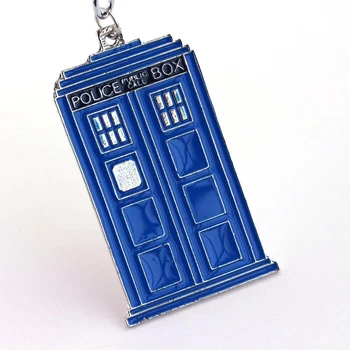 De înaltă Calitate, Dr. Medic Aliaj de Poliție Cutie de Smalț Albastru TARDIS-ul Placat cu Argint Pandantiv Breloc Regatul Unit TV Bijuterii Lanț Cheie