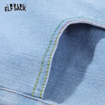 ELFSACK Solidă Talie Mare Spălate Denim Casual, Blugi Femei,2020 Toamnă Pur Minimalist coreean Doamnelor,Bază de Zi cu Pantaloni Skinny