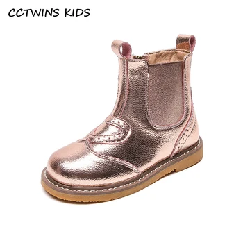 CCTWINS Cizme Copii 2020 Toamna Cizme de Iarna pentru Copii Cizme de Moda pentru Copii Pantofi Fete din piele Moale Copii mici de Blană Cald Pantofi FB1906