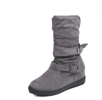 Femei De Iarnă, Cizme Solide Pantofi Plat Luptă De Echitatie Cizme Glezna Lady Fashion Casual Cald Bootie Plus Dimensiune 35-43