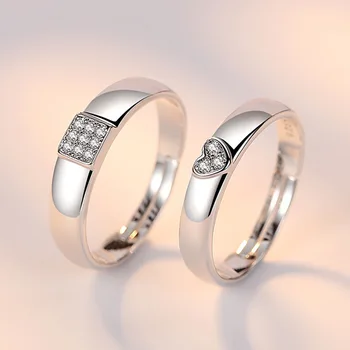 Argint 925 romantic dragoste inima de cristal iubitorii ' ring-uri reglabil pe deget inelul de bijuterii cadou de nunta picătură de transport maritim