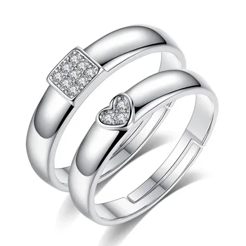 Argint 925 romantic dragoste inima de cristal iubitorii ' ring-uri reglabil pe deget inelul de bijuterii cadou de nunta picătură de transport maritim