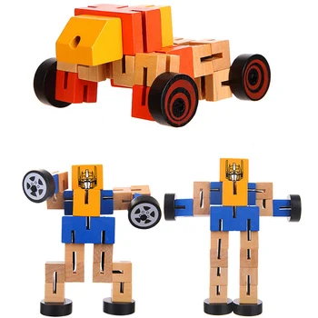 Transformarea Robot Jucarii Din Lemn Pentru Copii Blocurile Autobot Acțiune Figura Model De Puzzle De Învățare Inteligența Jucărie Cadouri Baieti