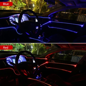 Masina EL Wire Auto Led Lumini de Neon lampa LED Coarda Tub de Benzi cu LED-uri Pentru Volkswagen Polo Passat B6 BMW F10 F30 E60 Ford Focus 2 Fiesta 3
