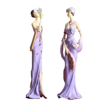 Violet Europene Doamnă Elegantă Figurine De Rasina Femeie Model Ornamente Acasă Decor De Birou Desktop Meserii De Nunta Cadouri De Craciun