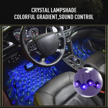 Masina Interior Talpa Plin De Stele Atmosfera Lumini Colorate Auto Usb Atmosfera De Control De Sunet Decor Consumabile Lampă Ambientală