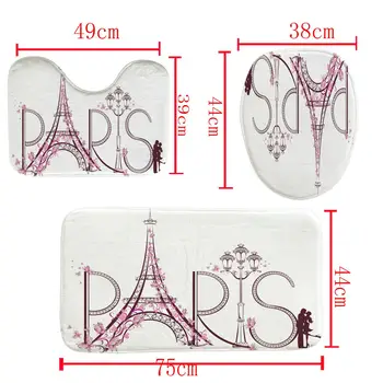 Baie Tipărite Turnul Eiffel Model de Scrisoare de Perdeaua de la Duș Piedestal Covor Capac Capac de Toaletă Mat Set Perdele de Baie cu Cârlige