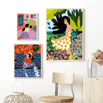 Colorat Flori Tort De Fata Abstract Epocă MinimalistWall Arta Panza Pictura Nordică Postere Si Printuri Imaginile Pentru Home Design