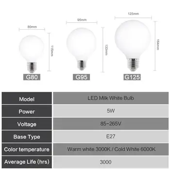 Lăptos E27 Bec cu LED-uri AC 220V 110V G80 G95 G125 Fiolă Bombilla Lampada LED Lampă Rece/Cald Alb Decor Candelabru Lampă de Masă