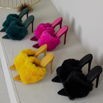 A Subliniat Toe Cu Toc Papuci Sandale Pentru Femeie Pantofi De Bomboane Portocaliu Albastru Verde Nud Blc Femei Pantofi Sandalias Mujer 2021 Feminina