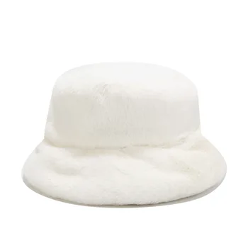 2021 coreene Noi Pescar Pălărie de Iarnă Faux Blana Alb Negru Bucket Hat Pentru Femei Barbati Panama Pescuit Cap bob chapeau
