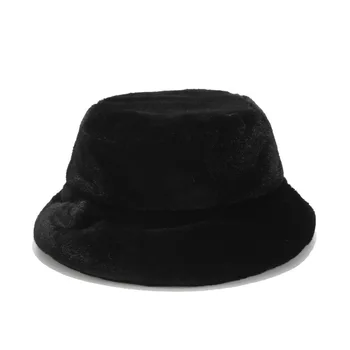 2021 coreene Noi Pescar Pălărie de Iarnă Faux Blana Alb Negru Bucket Hat Pentru Femei Barbati Panama Pescuit Cap bob chapeau