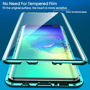 Față-verso Magnetic 360 De Caz Pentru Samsung S10 nota 10 lite Plus Sticla Metal pentru Galaxy Nota 20 S20 Ultra Plus Caz