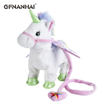 1 buc 35cm Electrice de Mers pe jos Unicorn de Pluș Jucărie de Pluș Jucărie Animal de Muzică Electronică Unicorn Jucărie pentru Copii Cadouri de Craciun