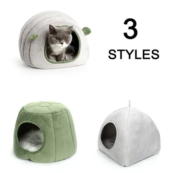 SHUANGMAO 3 Stiluri de Pat Pisica Animal de Casă Iarna Pliabil de Pluș Cat Cuib de Interior Pentru Câini de talie Mică Mat Peșteră Caldă Produsele de Dormit