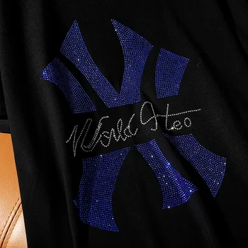 Plus Dimensiune Maneci Scurte T-Shirt Femei 2020 Albastru de Vară Fierbinte de Foraj Negru Topuri & Tee Casual Stil Harajuku Feminin Tricouri TX134