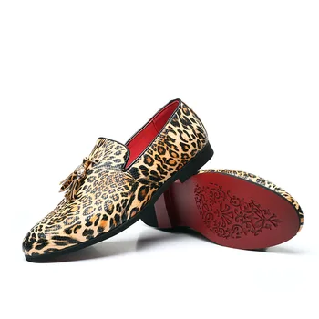 De Dimensiuni Mari 38-48 Oamenii Leopard Din Piele Mocasini Pantofi De Brand Clasic Ciucure Bocanc Om Încălțăminte De Damă Plate Pantofi Casual, Pantofi Bullock