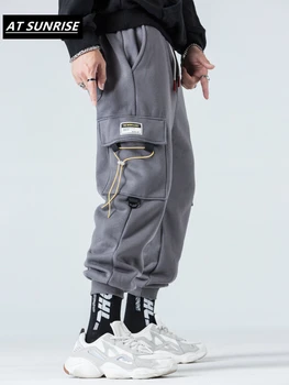 2019 Hip Hop Buzunar Sweatpant Bărbați Moda HIpHop Casual Pantaloni Jogger Uza Harem Pant Harajuku Streetwear Tactice Pant Black