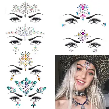 50Pc 3D Femeile se Confruntă cu Sclipici Pietre Stras Rave Festivalul de Bijuterii Cristale Autocolant Fata Ochilor Corp Tatuaj Temporar Machiaj Autocolante