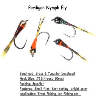 8pcs Tungsten Perdigon Nimfa Zbura de Pescuit de Gheață Momeli Artificiale se Scufunda Rapid Brassbeads Muste Pescuit De Păstrăv Pescuit de Iarna