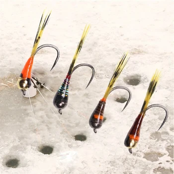 8pcs Tungsten Perdigon Nimfa Zbura de Pescuit de Gheață Momeli Artificiale se Scufunda Rapid Brassbeads Muste Pescuit De Păstrăv Pescuit de Iarna
