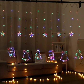 220V LED Star Doresc Clopote Perdea de Lumina Pom de Crăciun Ghirlanda Șir de Basm Lumini Exterior/Interior, Pentru Petrecerea de Nunta Decor de Vacanță