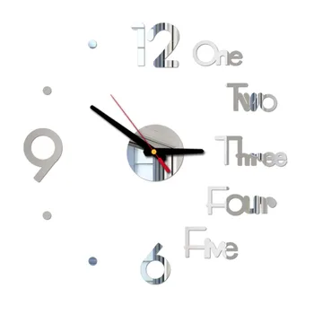 Acrilice Moderne DIY Ceas de Perete 3D Suprafață Oglindă Autocolant Decor de Birou Acasă Mare Perete Decorativ Unic Ceasuri Ceas de Perete#p2