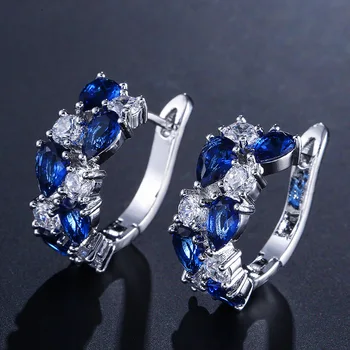 2021 nou de lux albastru colorat rotund pere de argint 925 pentru femei lady cadou de aniversare de bijuterii en-gros E5245