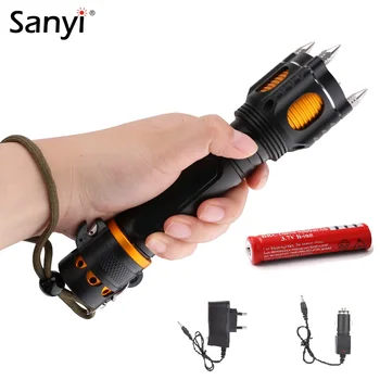 Sanyi XML T6 LED-uri de Poliție Lanternă Tactică Alarmă Sonoră Capac Atac Lanterna Cap de autoapărare Cutter Centura de Securitate Salvare Lumina