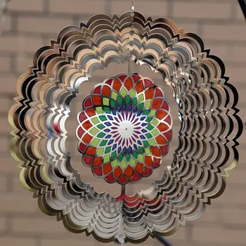 Stainless Steel Wind Spinner Masiv Rotund 3D Sunet Metalic Clare Pandantiv pentru Camera Interior, Exterior Decoratiuni de Gradina Meserii Ornamente