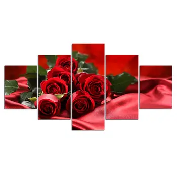 HD Printuri 5 Piese Trandafir Rosu floare Imagine Poster pentru Decor acasă hotel decor Panza Pictura Arta de Perete Cadru