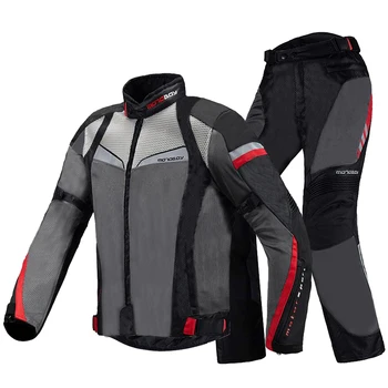Motocicleta Jacheta Barbati Set Moto Protecție Respirabil de Echitatie Motocicleta Moto Jacheta + Pantaloni Costum de Armura pentru Vara