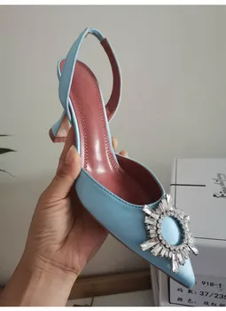 2021 femei Brand Pompe de lux Cristal Sandale tocuri inalte mireasa de Vara Pantofi Confortabil triunghi cu Toc Pantofi de Nunta Petrecere